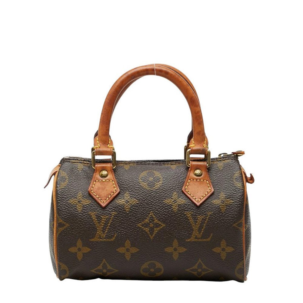 Louis Vuitton Monogram Speedy Handbag Brown Leather